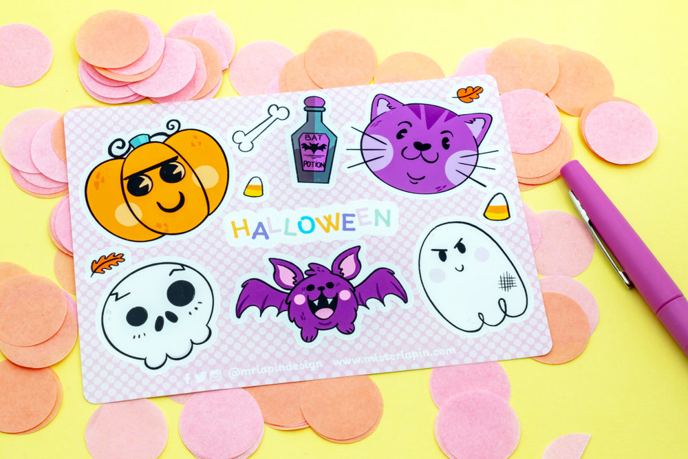 PLANCHE D'AUTOCOLLANTS HALLOWEEN – Mister Lapin